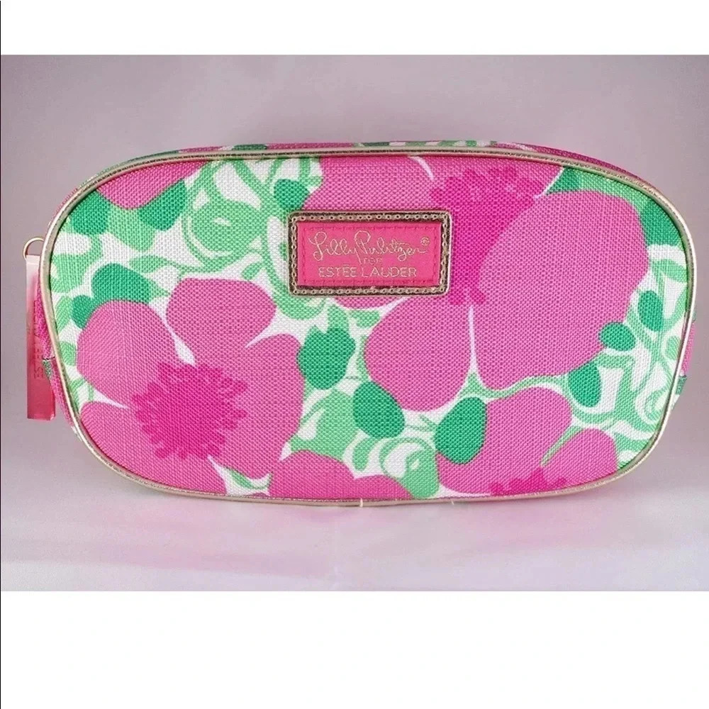 Estée Lauder flowers cosmetic makeup bag